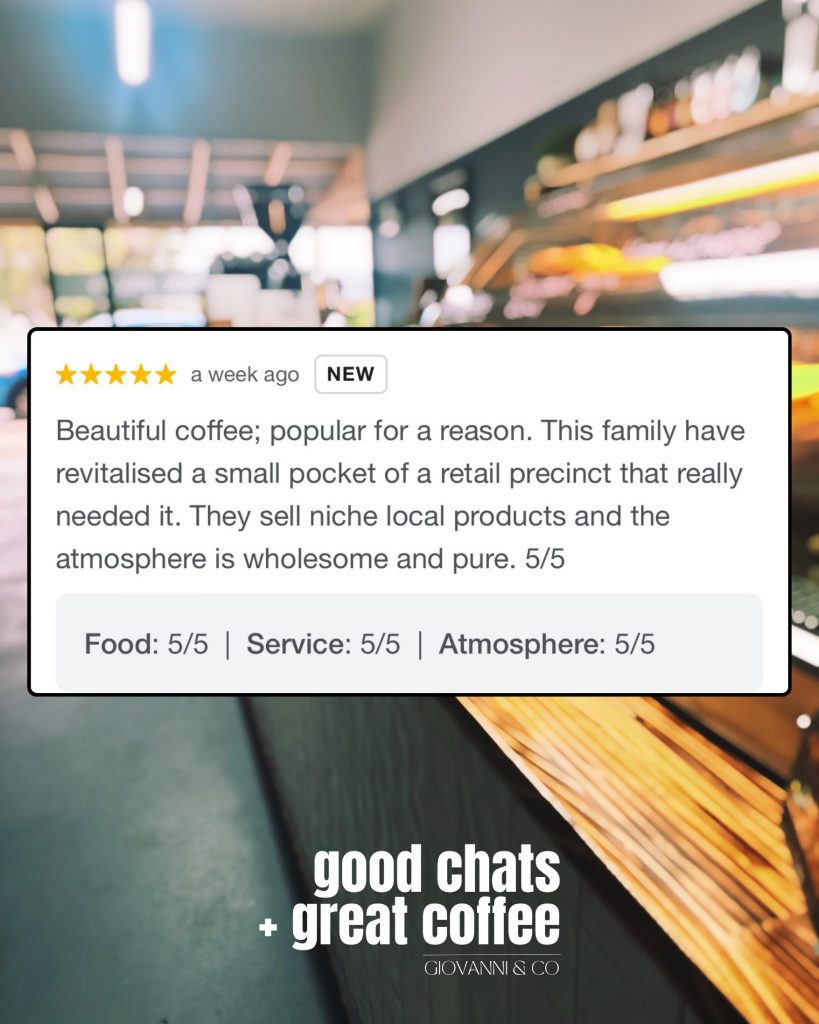 Reviews given for Giovanni & Co.